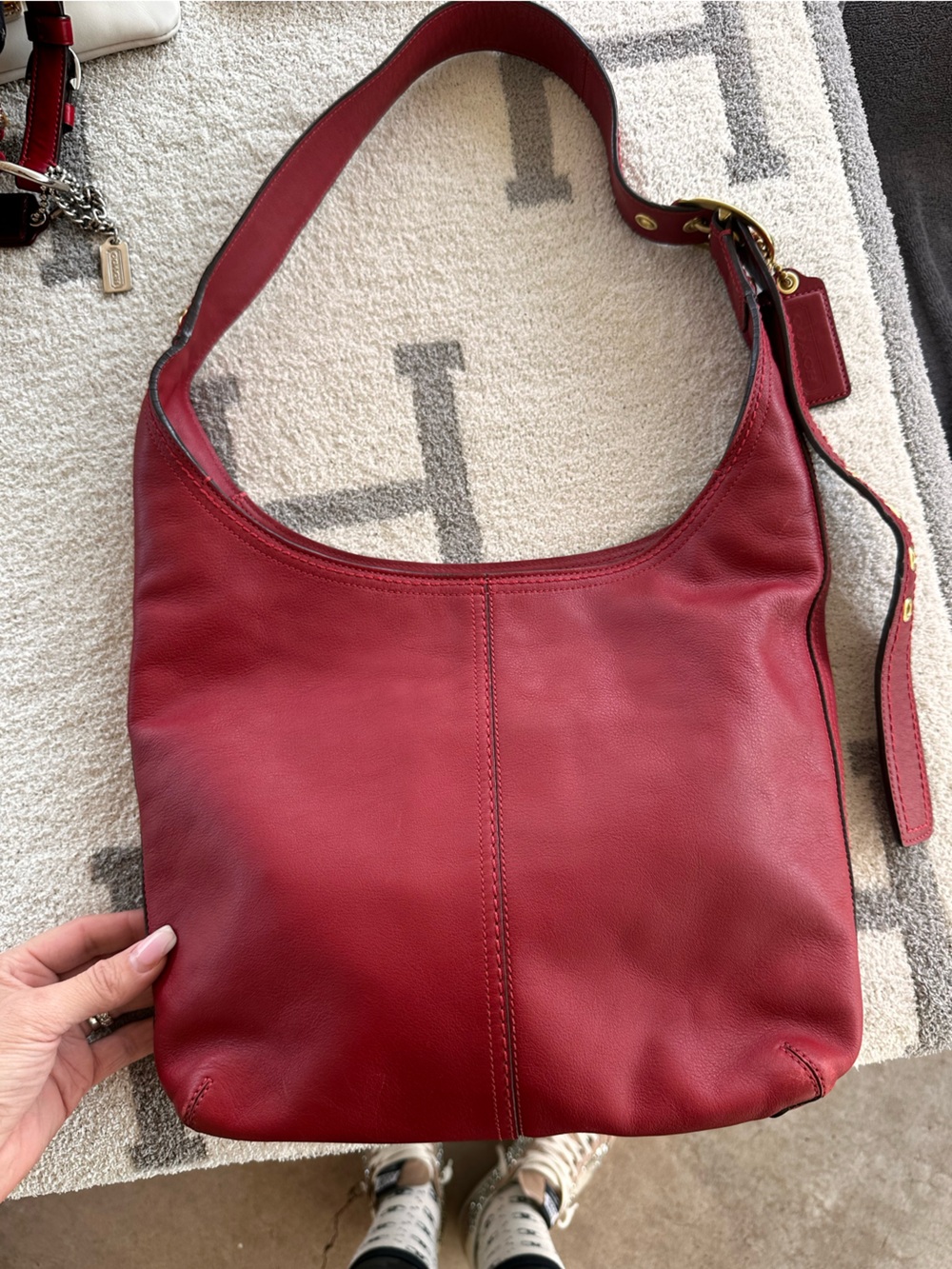 Vintage red coach hobo